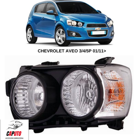 FARO DX H1-H7 C/MOTORE ELETTRICO CHEVROLET AVEO 01/11> CORNICE NERA