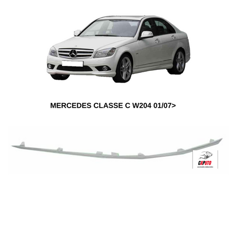 MODANATURA PARAURTI ANTERIORE/SX CROMATA MERCEDES CLASSE C W204 06/07>