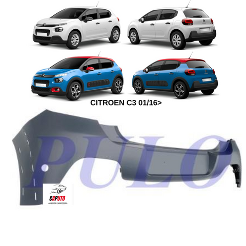 PARAURTI POSTERIORE SUPUPERIORE PRIMERIZZATO C/FORI MODAN+SENSORI CITROEN C3 01/16>