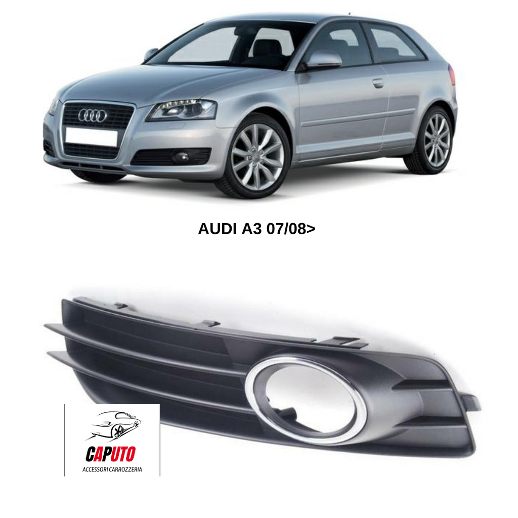 GRIGLIA PARAURTI ANTERIORE/SX C/CORNICE FENDINEBBIA CROMATA AUDI A3 07/08> S-LINE